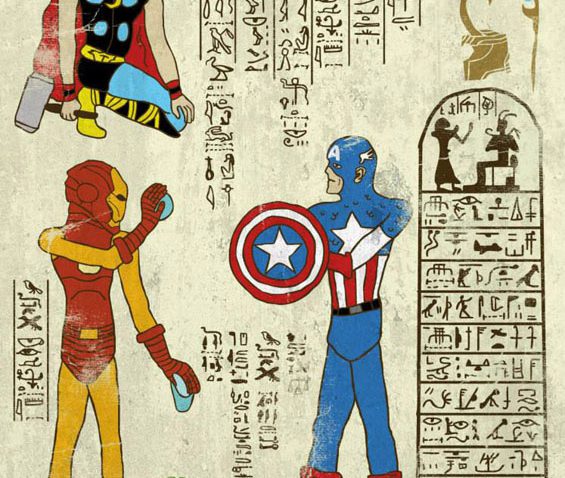 O ilustrador Josh Lane recria os herós dos nossos tempos em hierógliafos do Egito antigo (7)