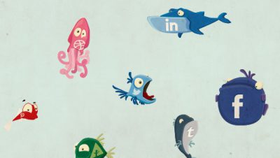 ícones apra as redes socais em formato de peixes, social fish (1)