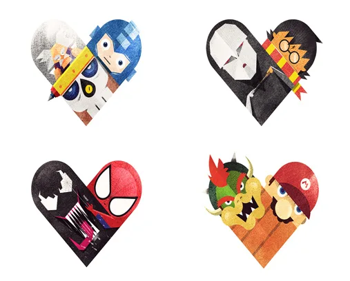 Rivais unidos pela fora do amor, ilustrações feitas pelo designer e ilustrador Dan Matutina (1)