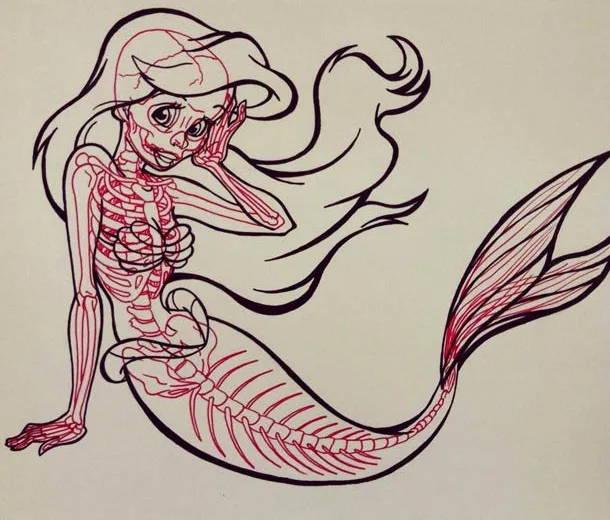 Ilustrações onde mostra a forma do esqueleto de personagens famosos - ilustrações de Chris Panda (15)