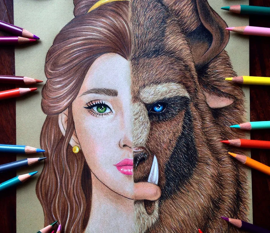 Desenhos criativos de personagens bons e seus vilões (6)