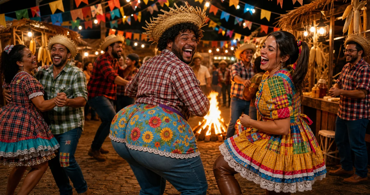 capa sem texto de festa junina exagerada e divertida criada com ia