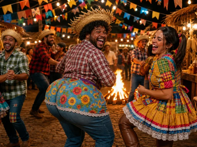 capa sem texto de festa junina exagerada e divertida criada com ia