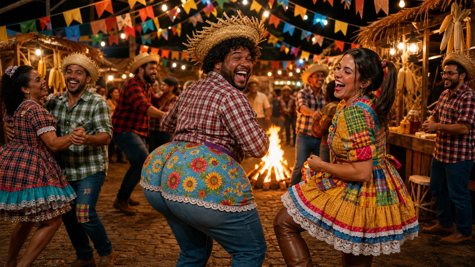 capa sem texto de festa junina exagerada e divertida criada com ia