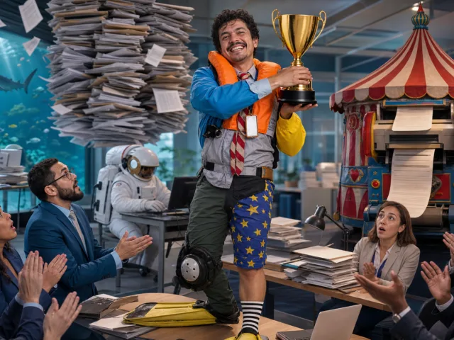 funcionário do mês em empregos impossíveis criado com IA
