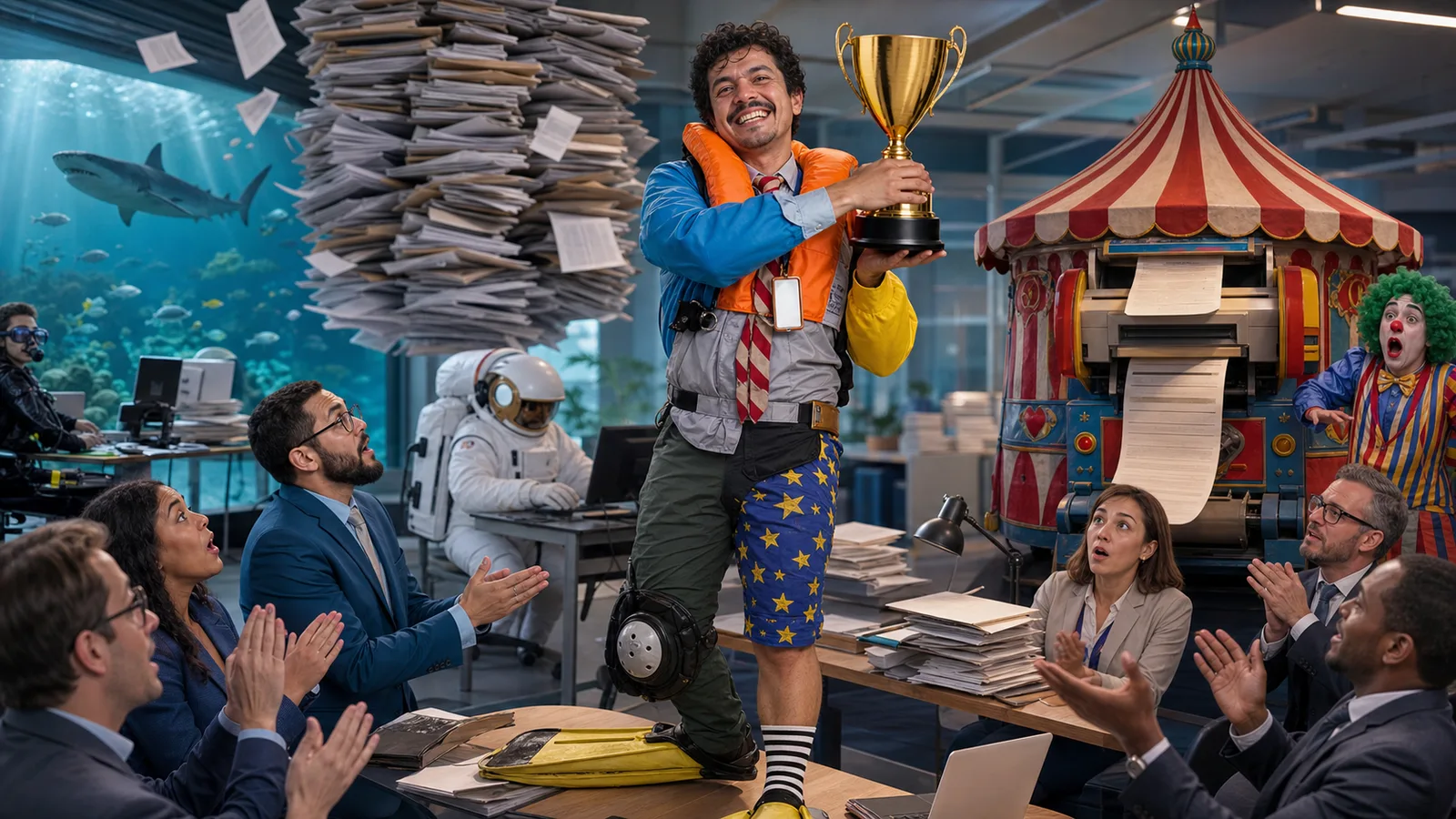 funcionário do mês em empregos impossíveis criado com IA