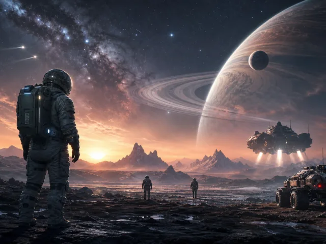 capa sem texto de explorador espacial criado por ia