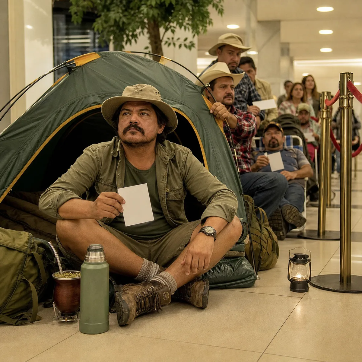 acampamento oficial da espera criado com IA
