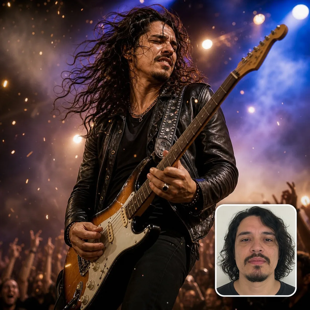 solo de guitarra épico com antes e depois criado com ia