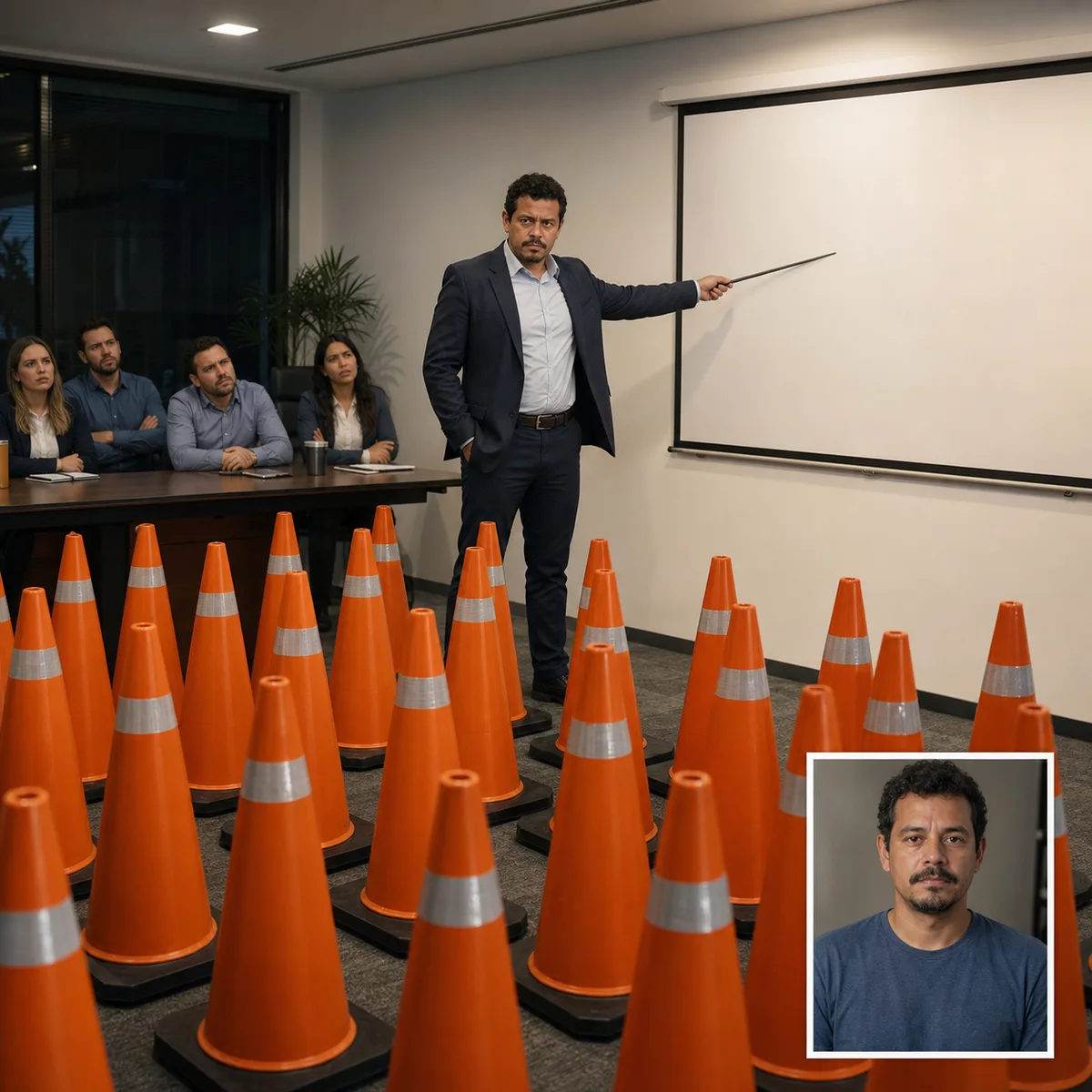 palestrante motivacional de cones criado com IA