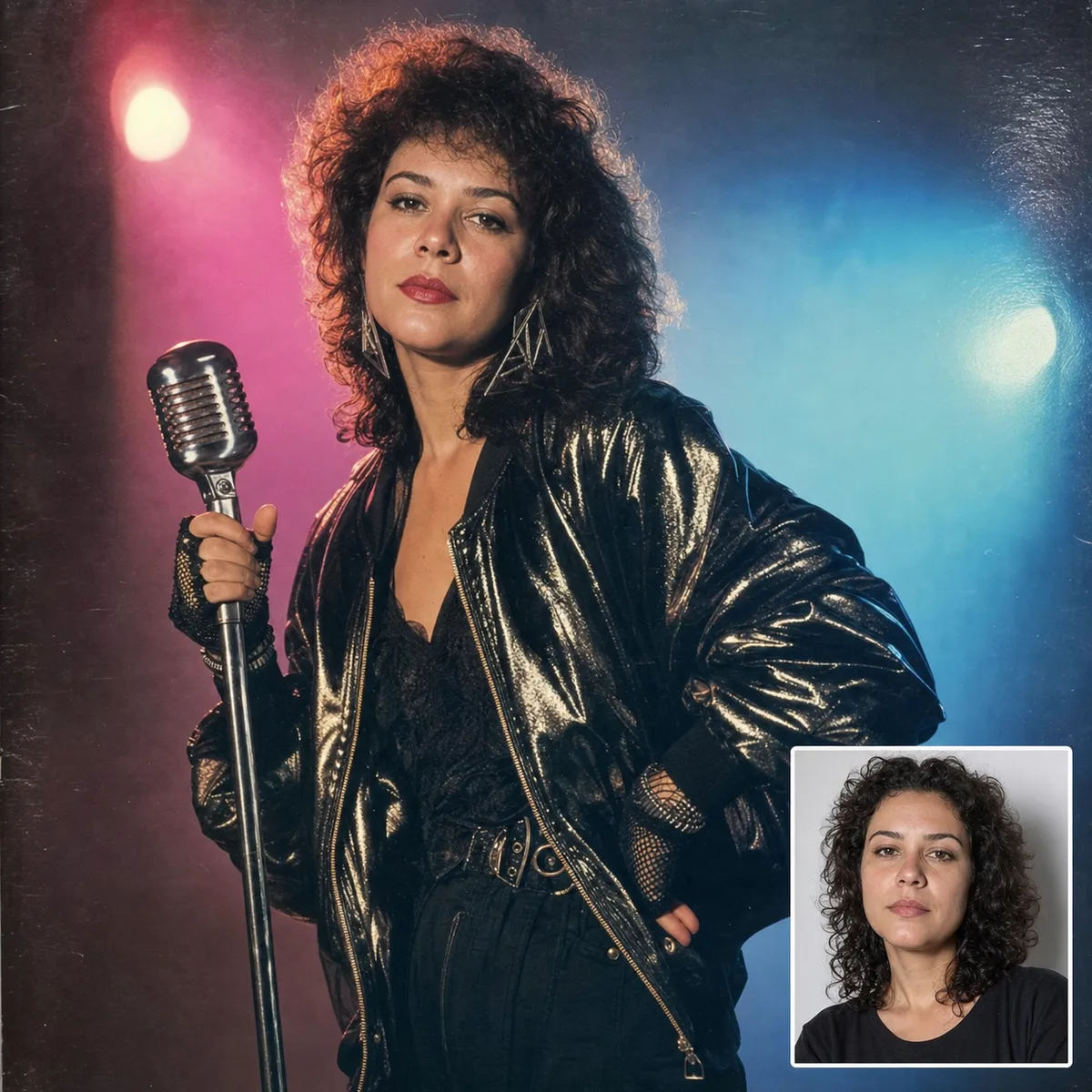 ícone musical dos anos 80 com antes e depois criado com ia
