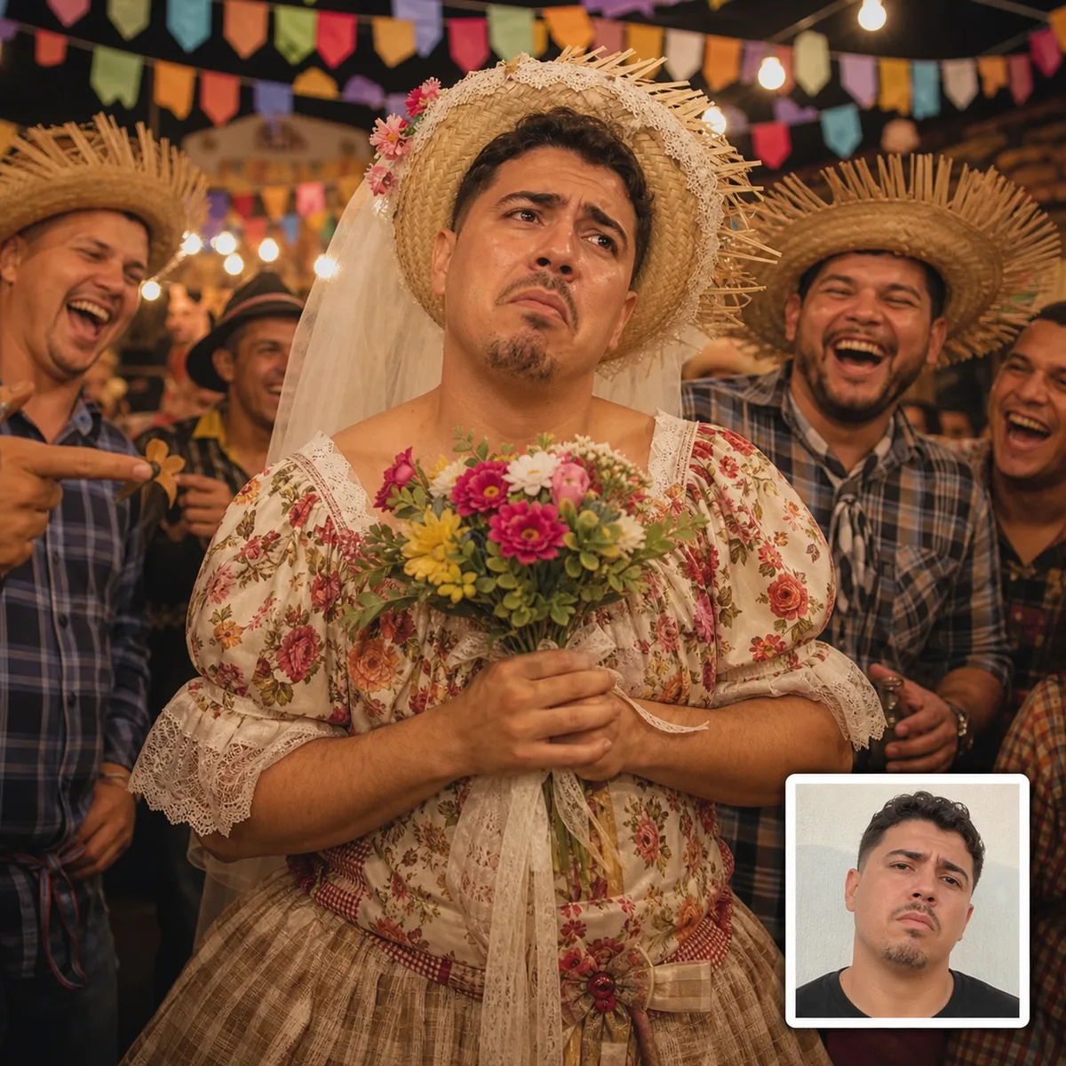 casamento junino teatral com antes e depois criado com ia