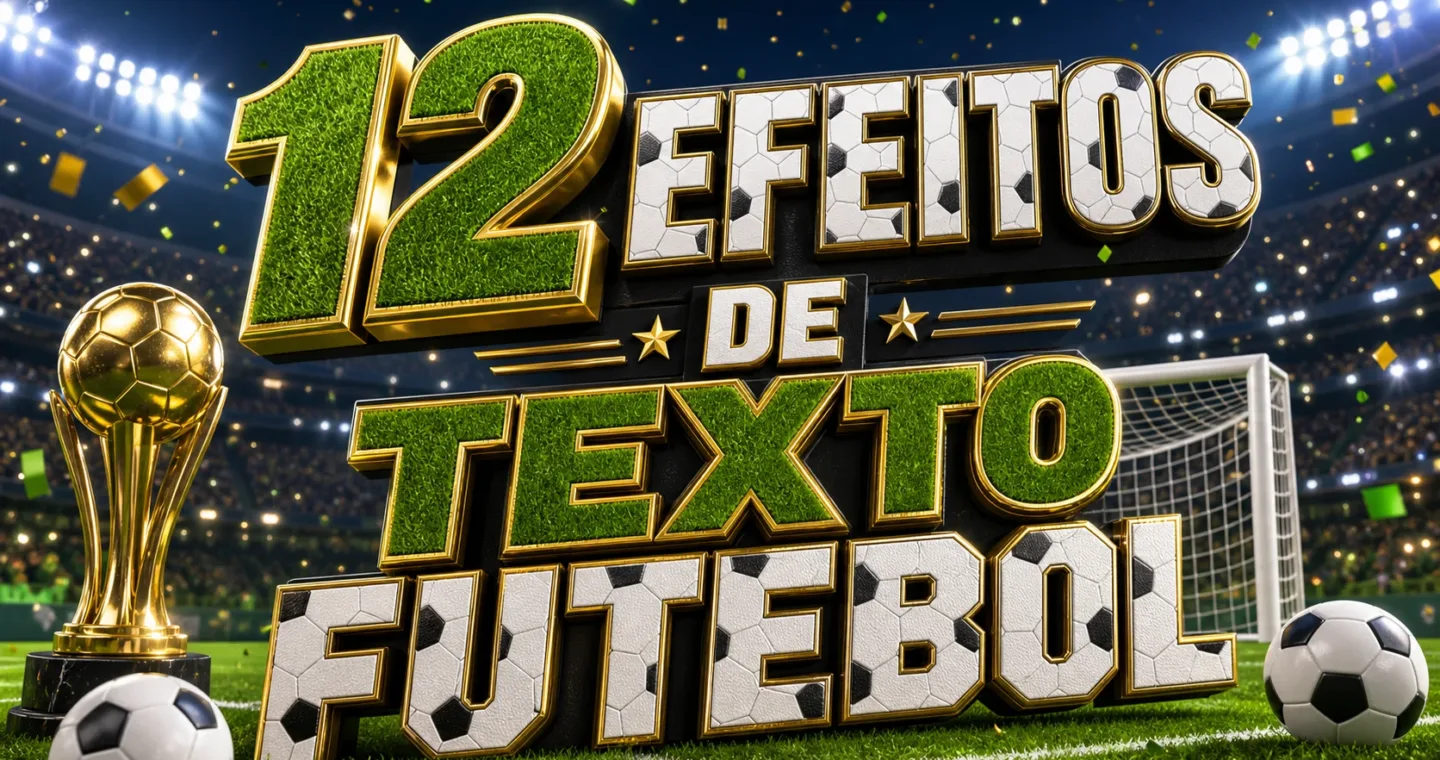 capa com 12 efeitos de texto de futebol gerados por IA