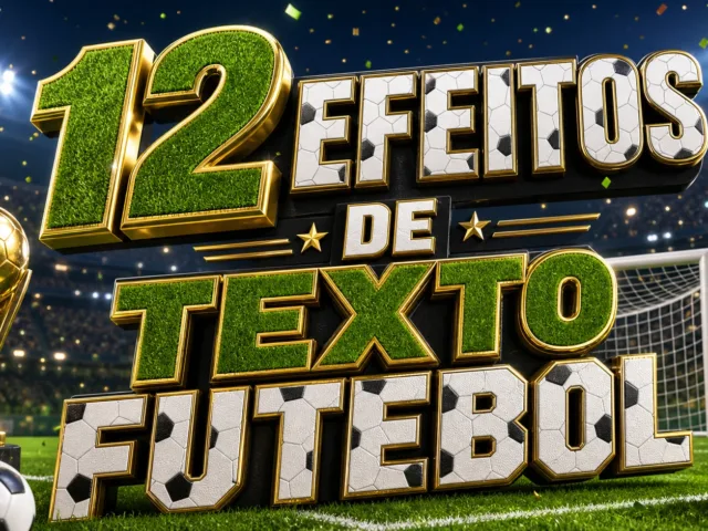 capa com 12 efeitos de texto de futebol gerados por IA