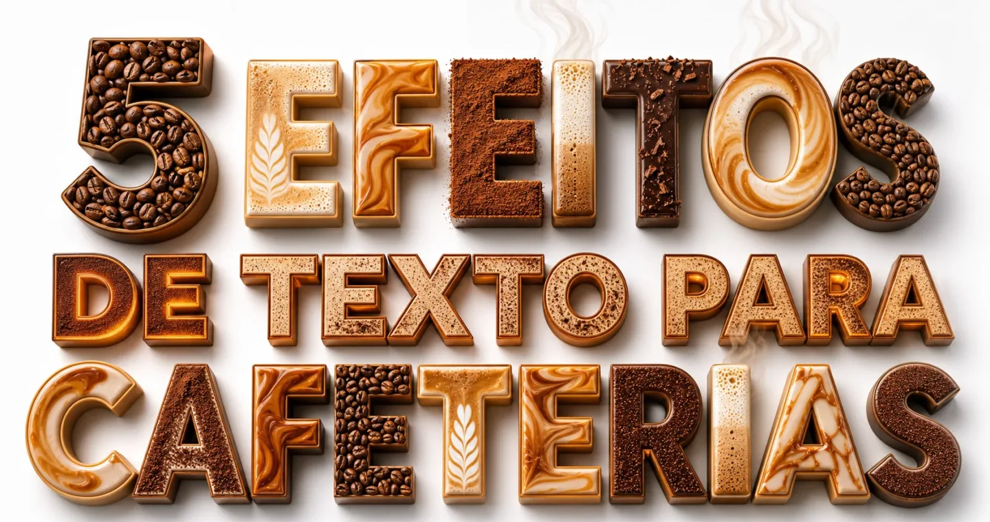 capa com 5 efeitos de texto para cafeterias gerados por IA