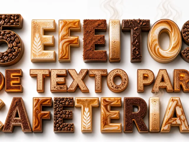 capa com 5 efeitos de texto para cafeterias gerados por IA