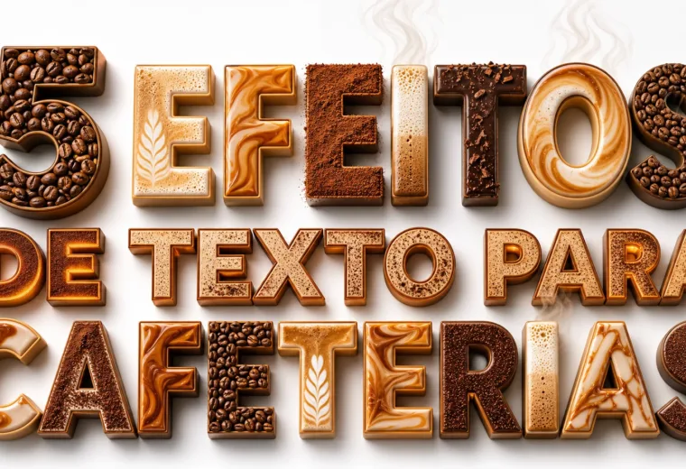 capa com 5 efeitos de texto para cafeterias gerados por IA