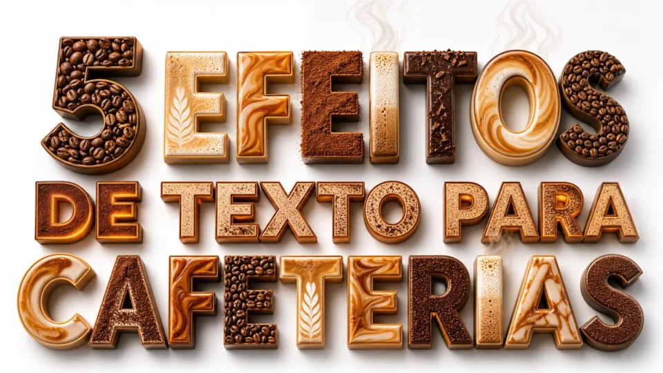 capa com 5 efeitos de texto para cafeterias gerados por IA
