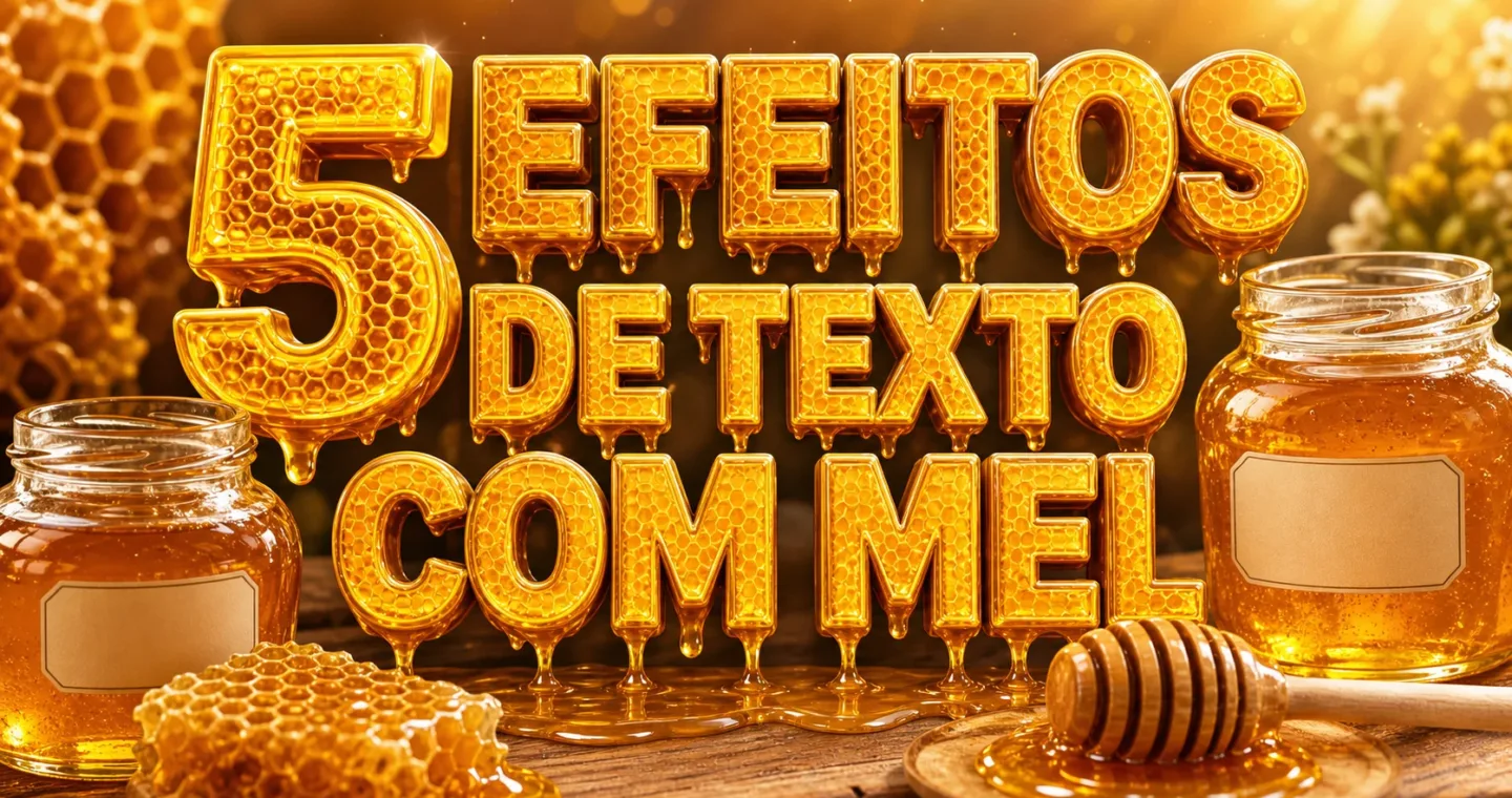 capa com 5 efeitos de texto com mel gerados por IA