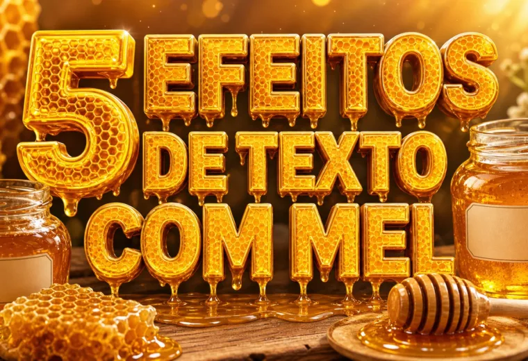 capa com 5 efeitos de texto com mel gerados por IA