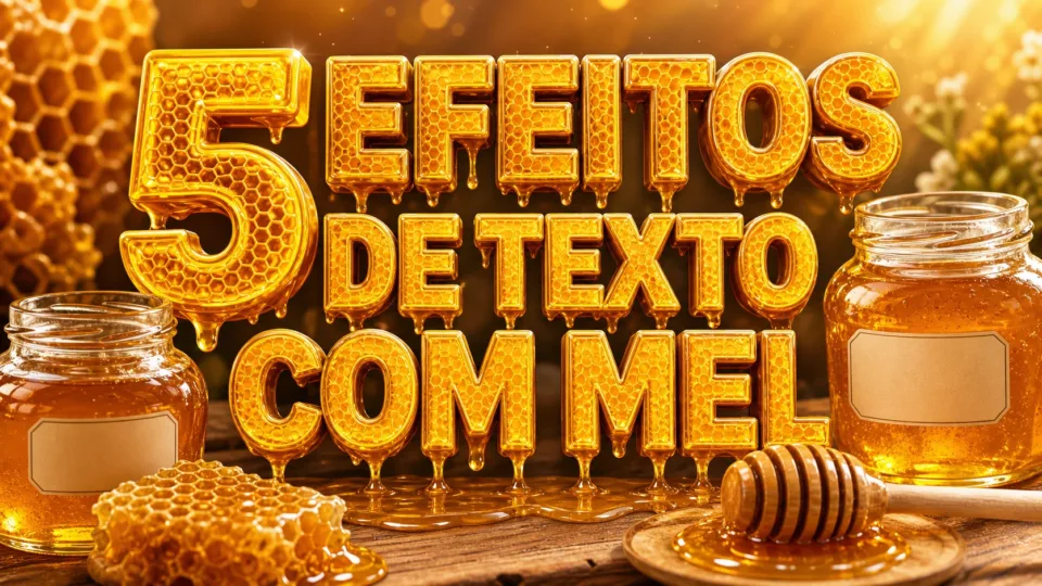 capa com 5 efeitos de texto com mel gerados por IA
