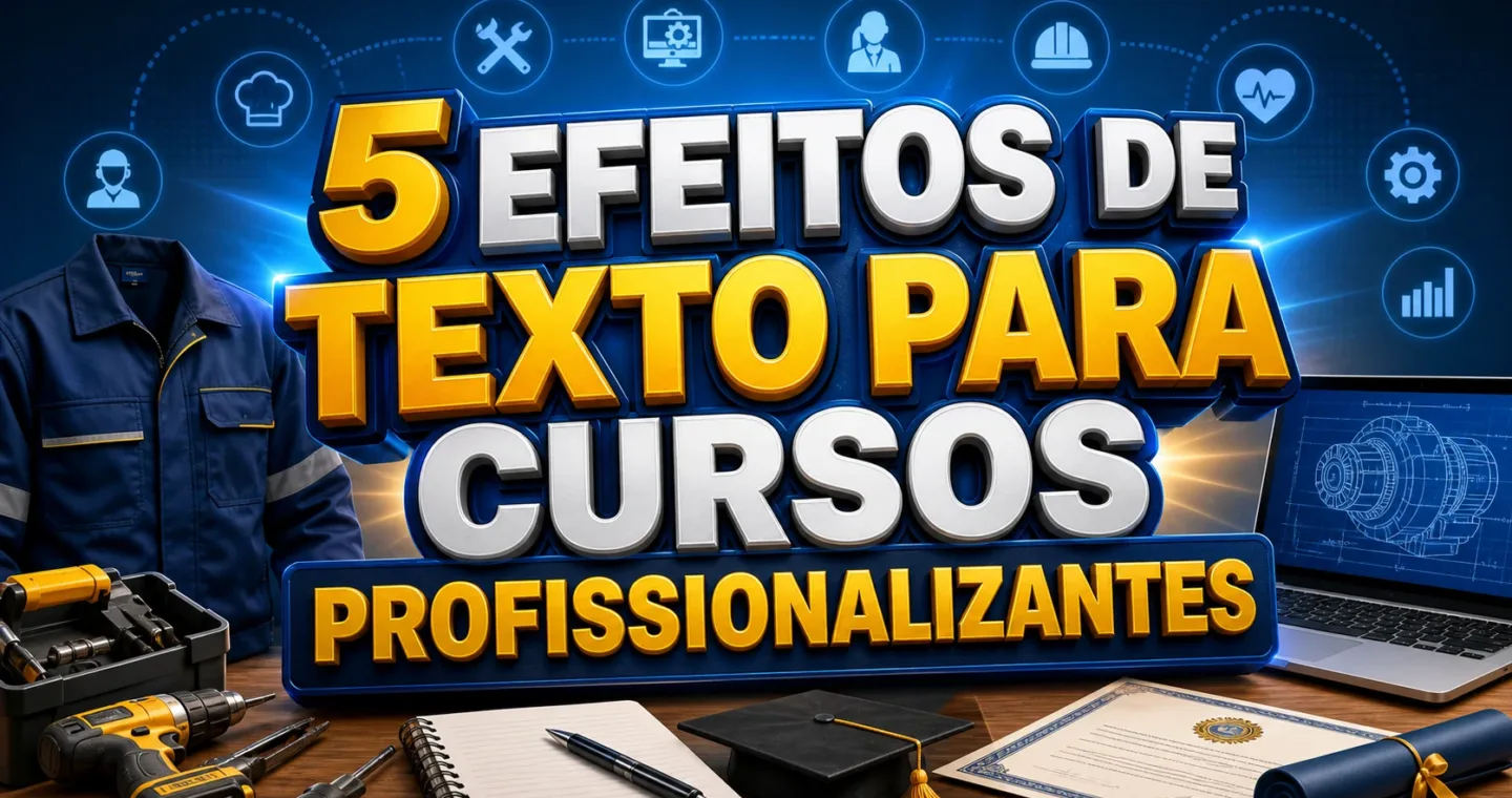 capa com 5 efeitos de texto para cursos profissionalizantes gerados por IA