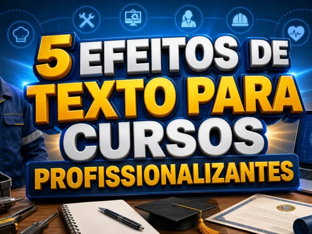 capa com 5 efeitos de texto para cursos profissionalizantes gerados por IA