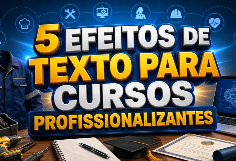 capa com 5 efeitos de texto para cursos profissionalizantes gerados por IA