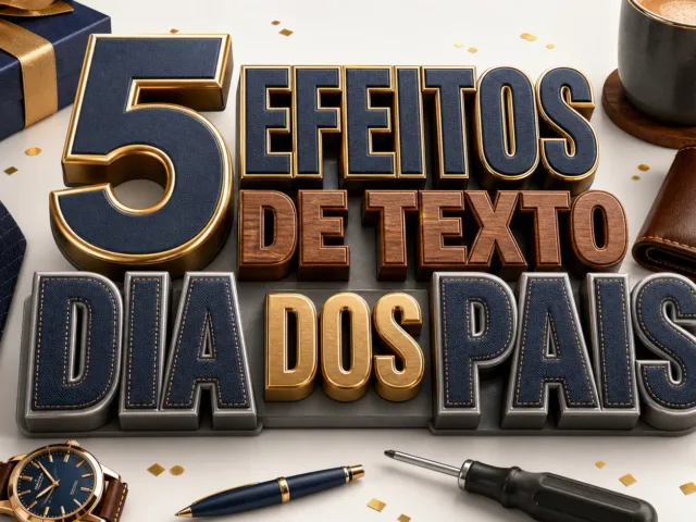 capa com 5 efeitos de texto para Dia dos Pais gerados por IA