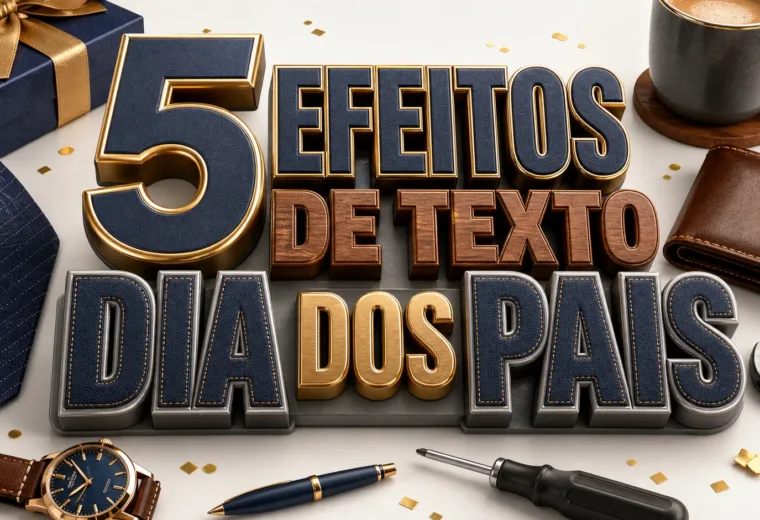 capa com 5 efeitos de texto para Dia dos Pais gerados por IA