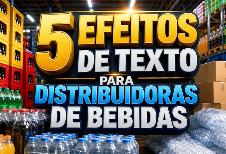 capa com 5 efeitos de texto para distribuidoras de bebidas gerados por IA