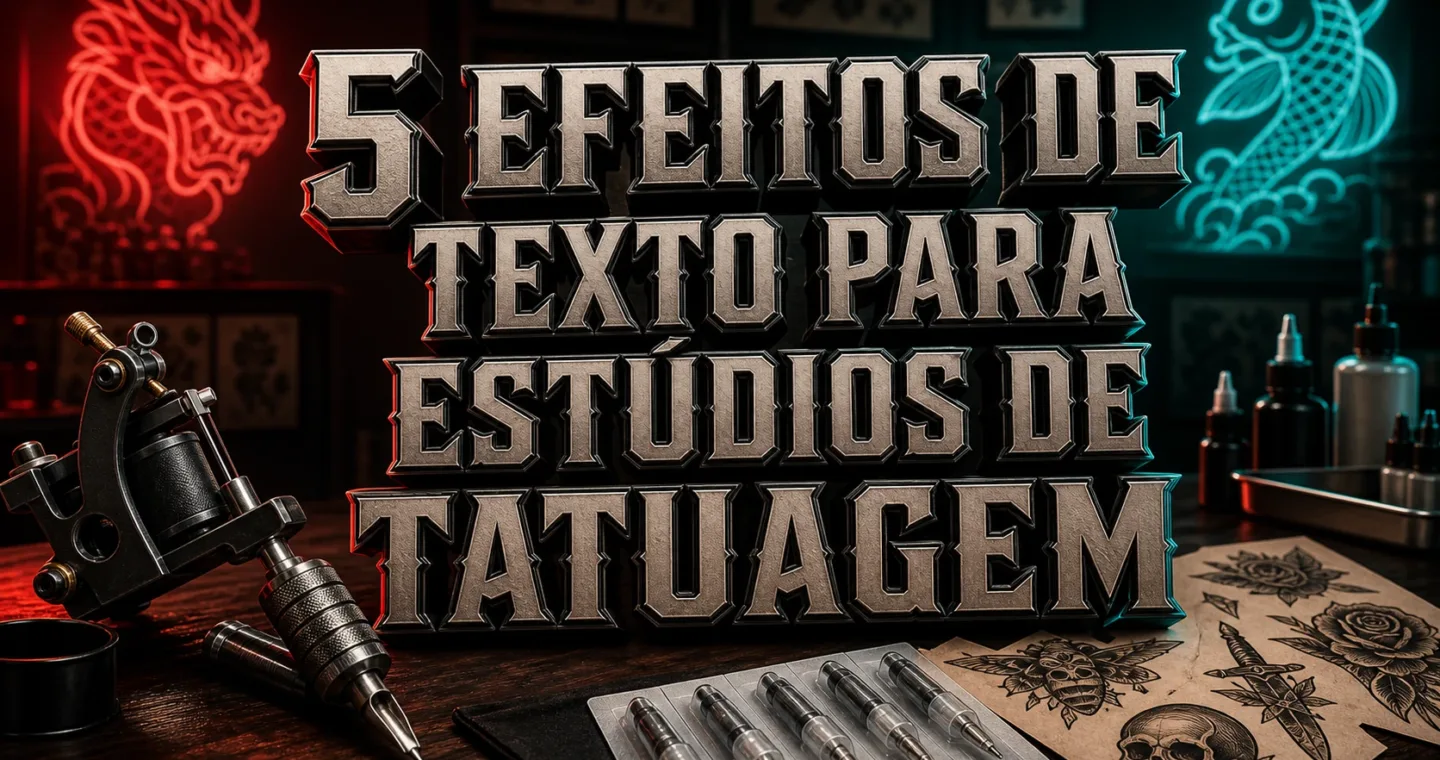 capa com 5 efeitos de texto para estúdios de tatuagem gerados por IA
