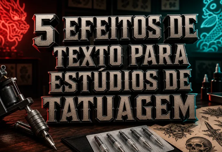 capa com 5 efeitos de texto para estúdios de tatuagem gerados por IA