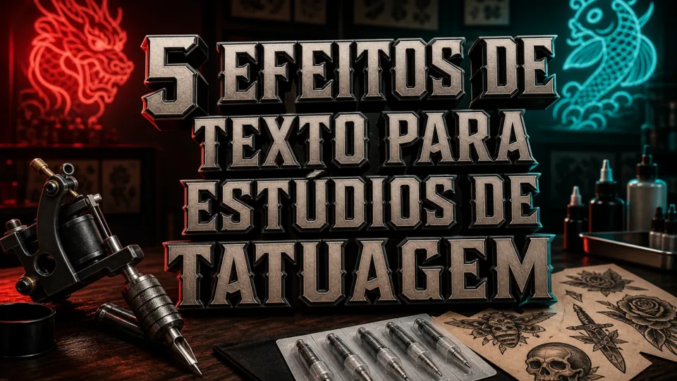 capa com 5 efeitos de texto para estúdios de tatuagem gerados por IA