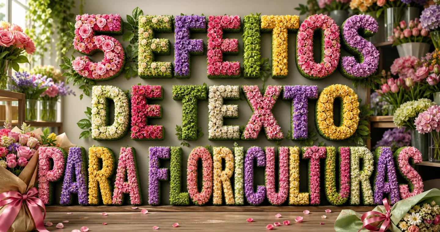 capa com 5 efeitos de texto para floriculturas gerados por IA