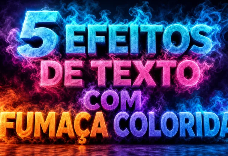 capa com 5 efeitos de texto com fumaça colorida gerados por IA