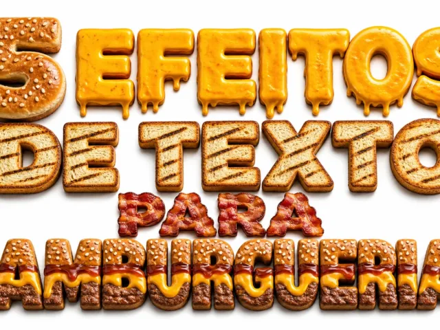 capa com 5 efeitos de texto para hamburguerias gerados por IA