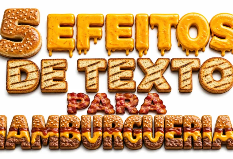 capa com 5 efeitos de texto para hamburguerias gerados por IA