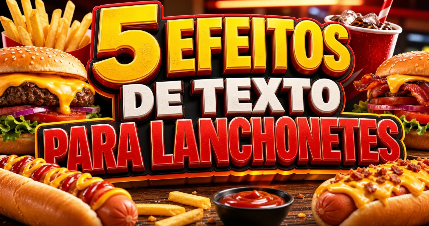 capa com 5 efeitos de texto para lanchonetes gerados por IA