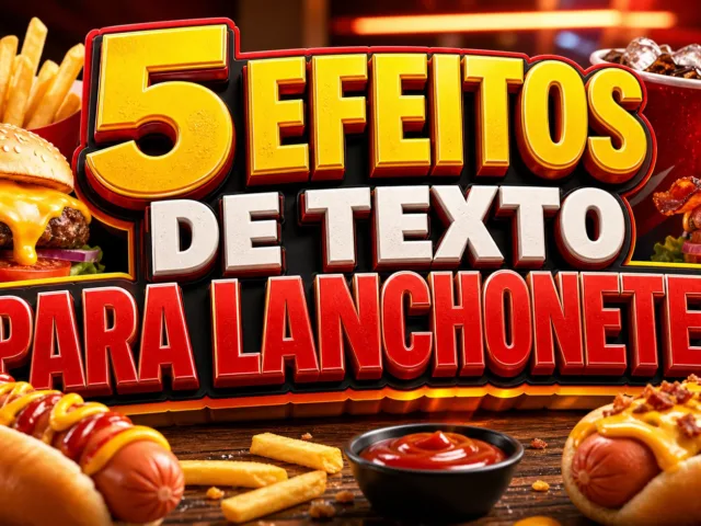 capa com 5 efeitos de texto para lanchonetes gerados por IA