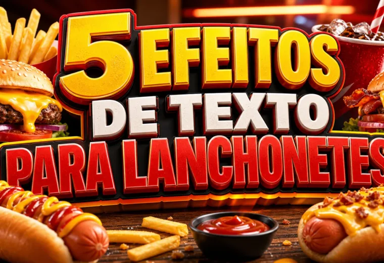 capa com 5 efeitos de texto para lanchonetes gerados por IA