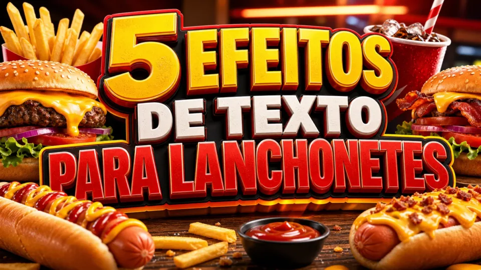 capa com 5 efeitos de texto para lanchonetes gerados por IA