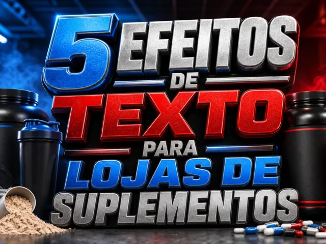 capa com 5 efeitos de texto para lojas de suplementos gerados por IA