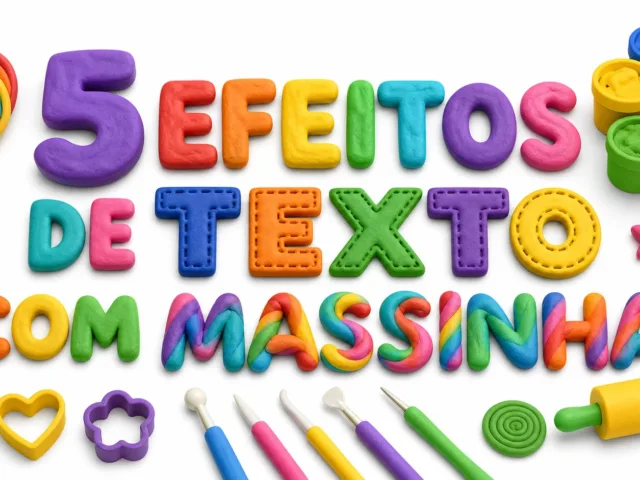 capa com 5 efeitos de texto com massinha gerados por IA