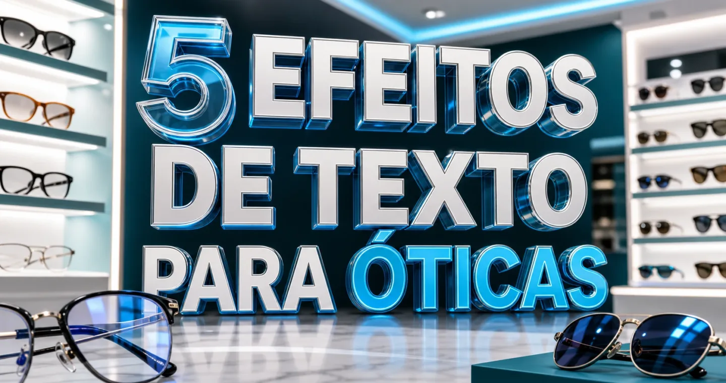 capa com 5 efeitos de texto para óticas gerados por IA