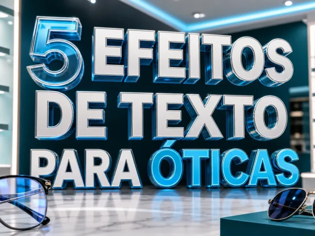 capa com 5 efeitos de texto para óticas gerados por IA