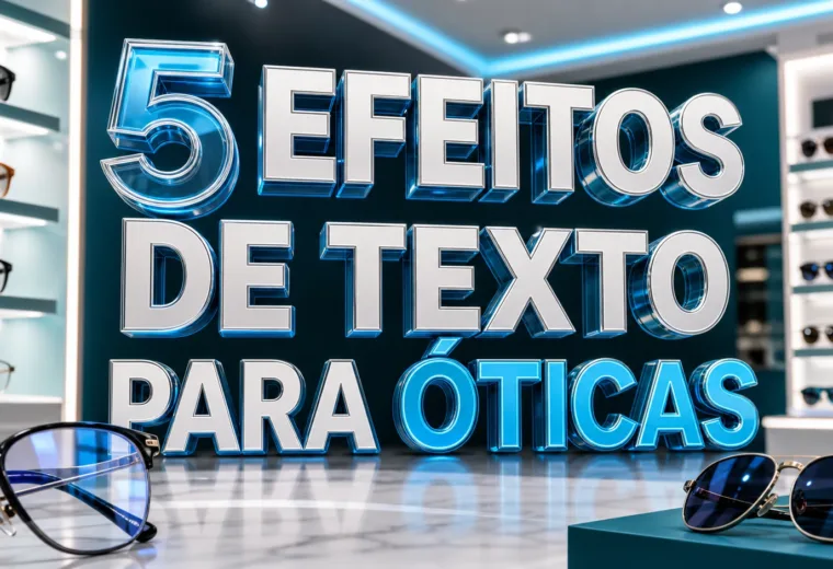 capa com 5 efeitos de texto para óticas gerados por IA