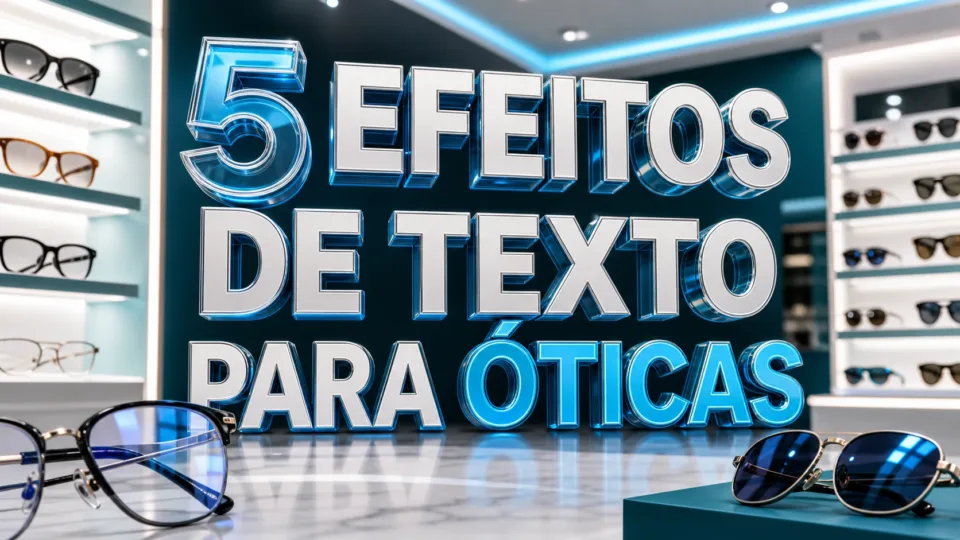 capa com 5 efeitos de texto para óticas gerados por IA