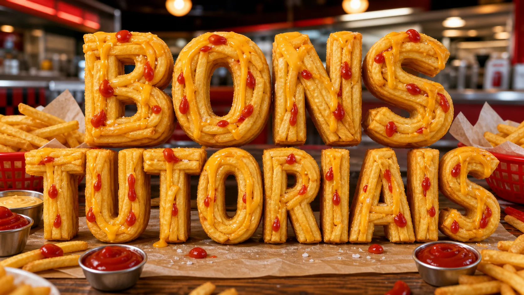 efeito de texto com batata frita para lanchonetes