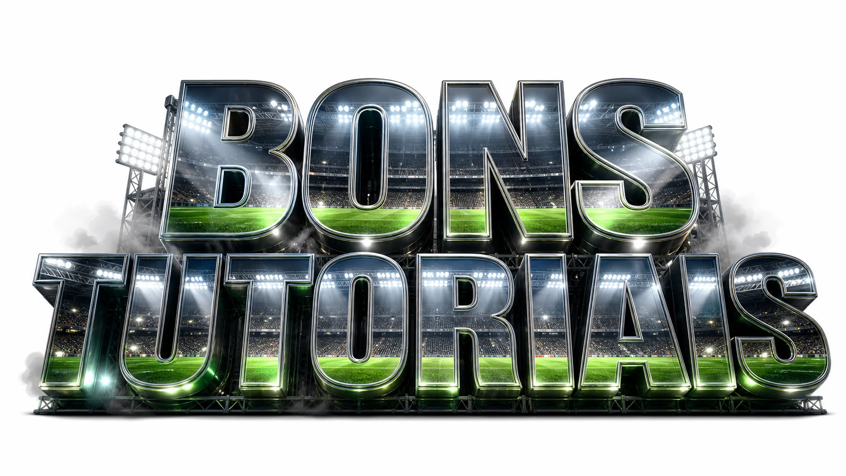 efeito de texto com estádio iluminado para futebol feito por IA